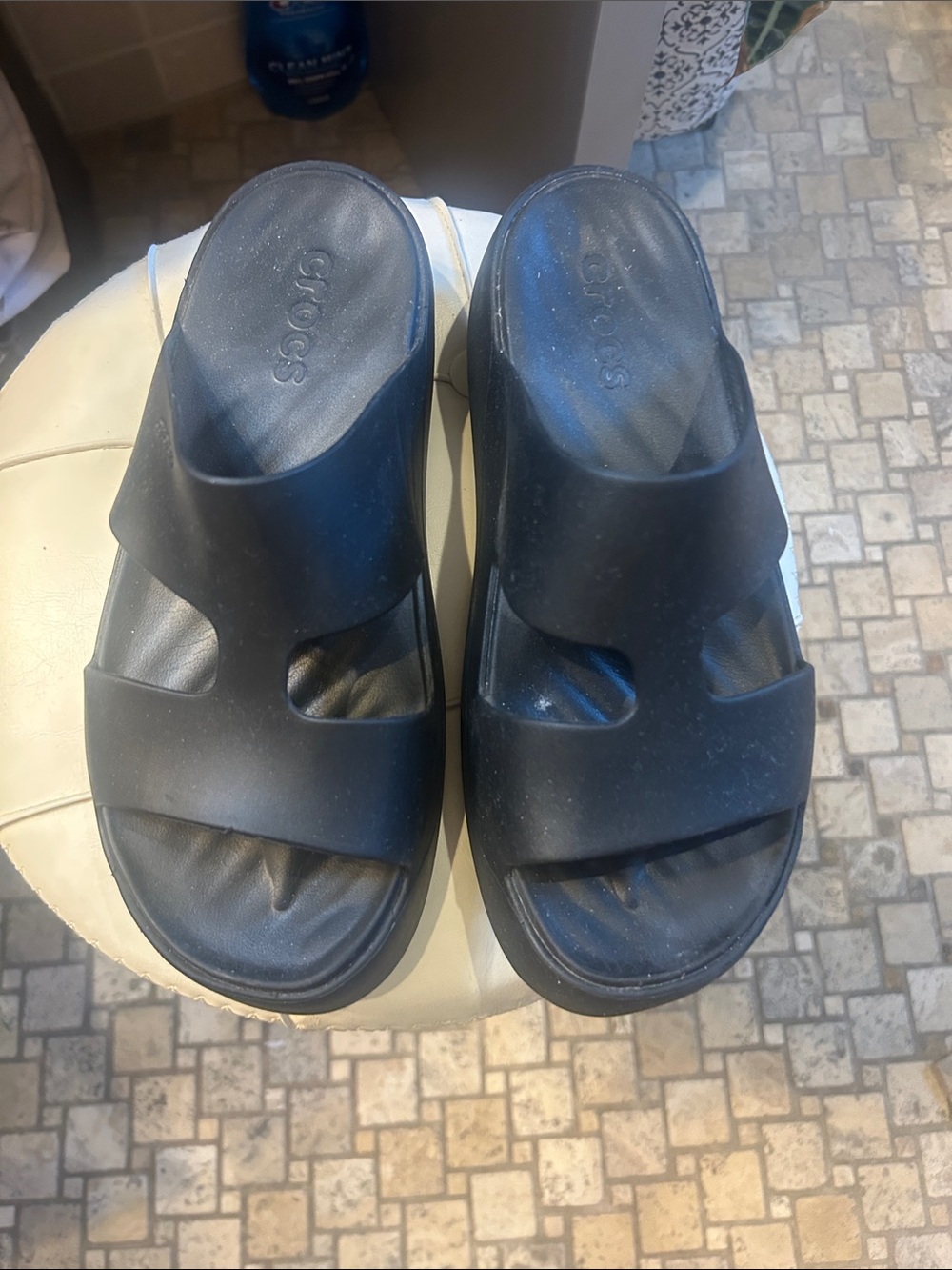 CROCS Black Dual-Strap Slide Sandals